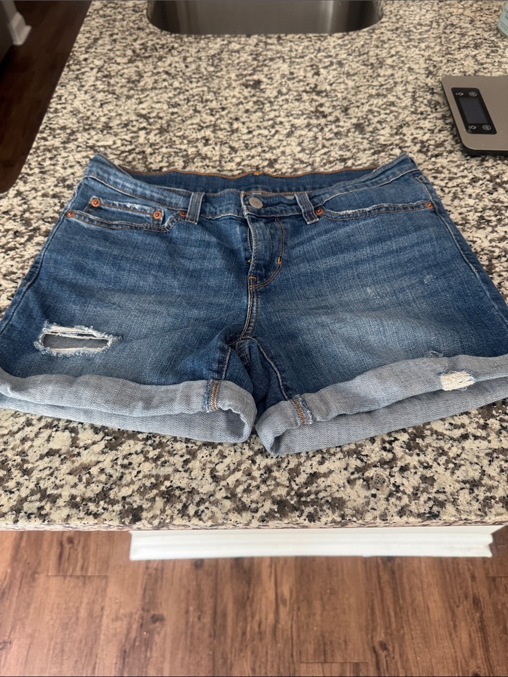 Classic Dark Blue Denim Roll-Cuff Women's Shorts
